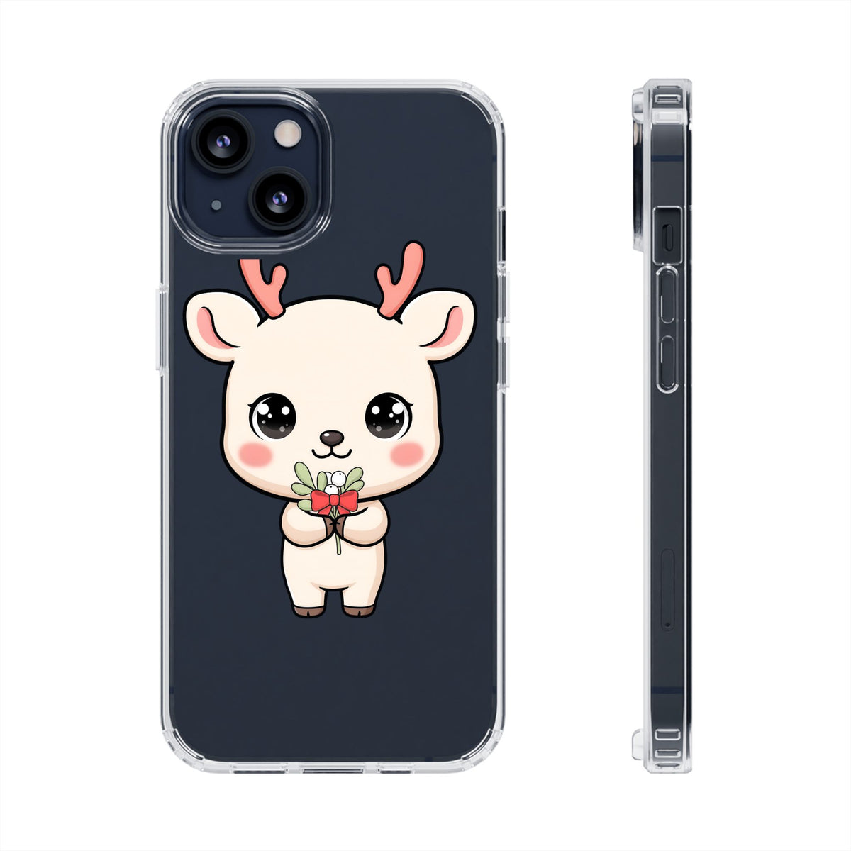 Kawaii Christmas Reindeer Clear Phone Case Gift
