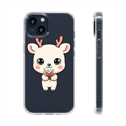 Kawaii Christmas Reindeer Clear Phone Case Gift