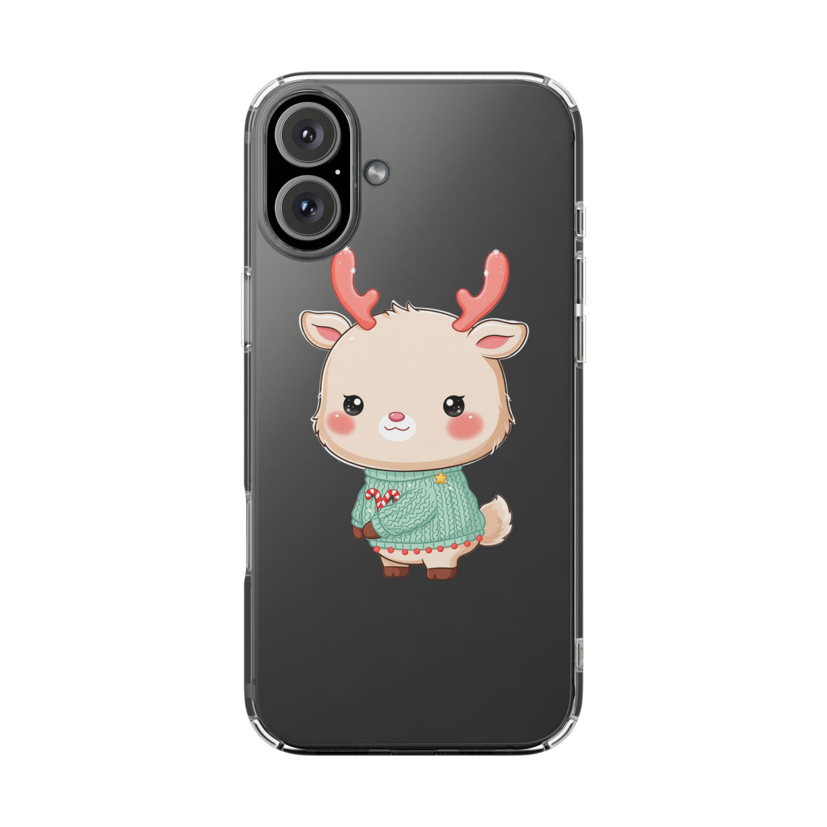 Kawaii Reindeer Clear Impact-Resistant Phone Case