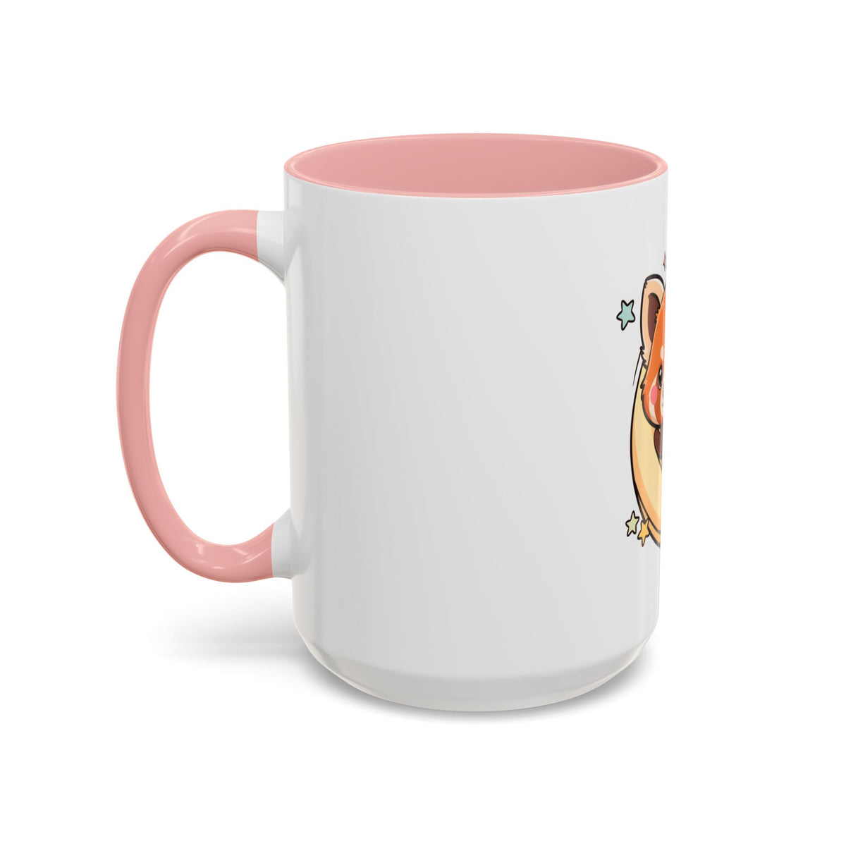 Red Panda Accent Coffee Mug, Kawaii Crescent Moon