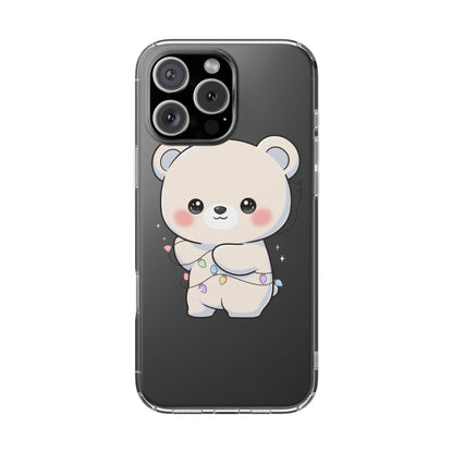 Kawaii Polar Bear Phone Case with Fairy Lights