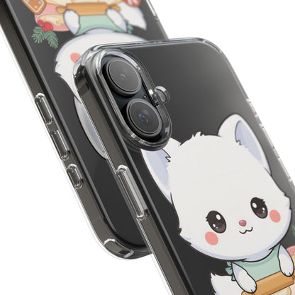 Christmas Fox Clear Phone Case, Kawaii Cookie Baker