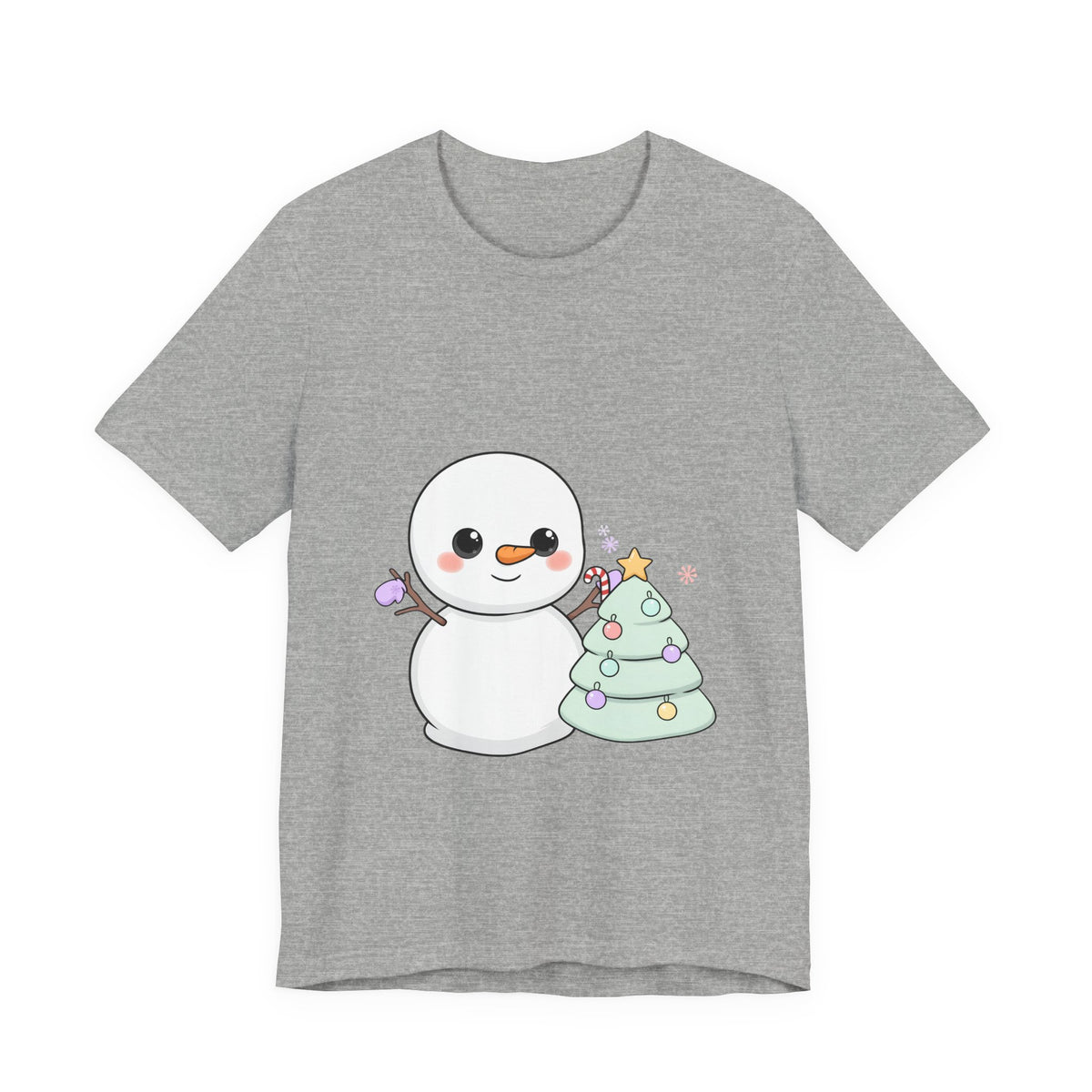 Kawaii Snowman Christmas T-Shirt for Festive Outfits