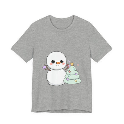 Kawaii Snowman Christmas T-Shirt for Festive Outfits
