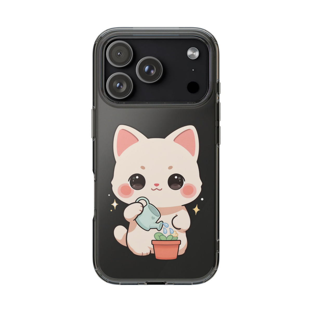 Kawaii Cat Phone Case, Cute Plant Lover Gift