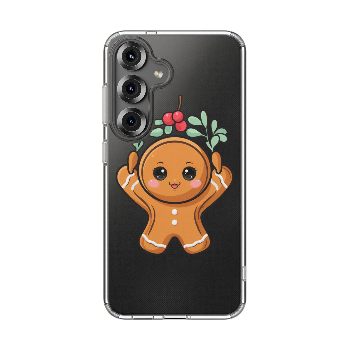 Kawaii Gingerbread Phone Case with Mistletoe Cheer
