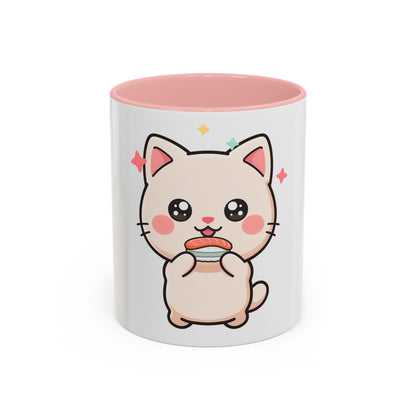 Kawaii Cat Sushi Mug, Cute Accent Coffee Mug