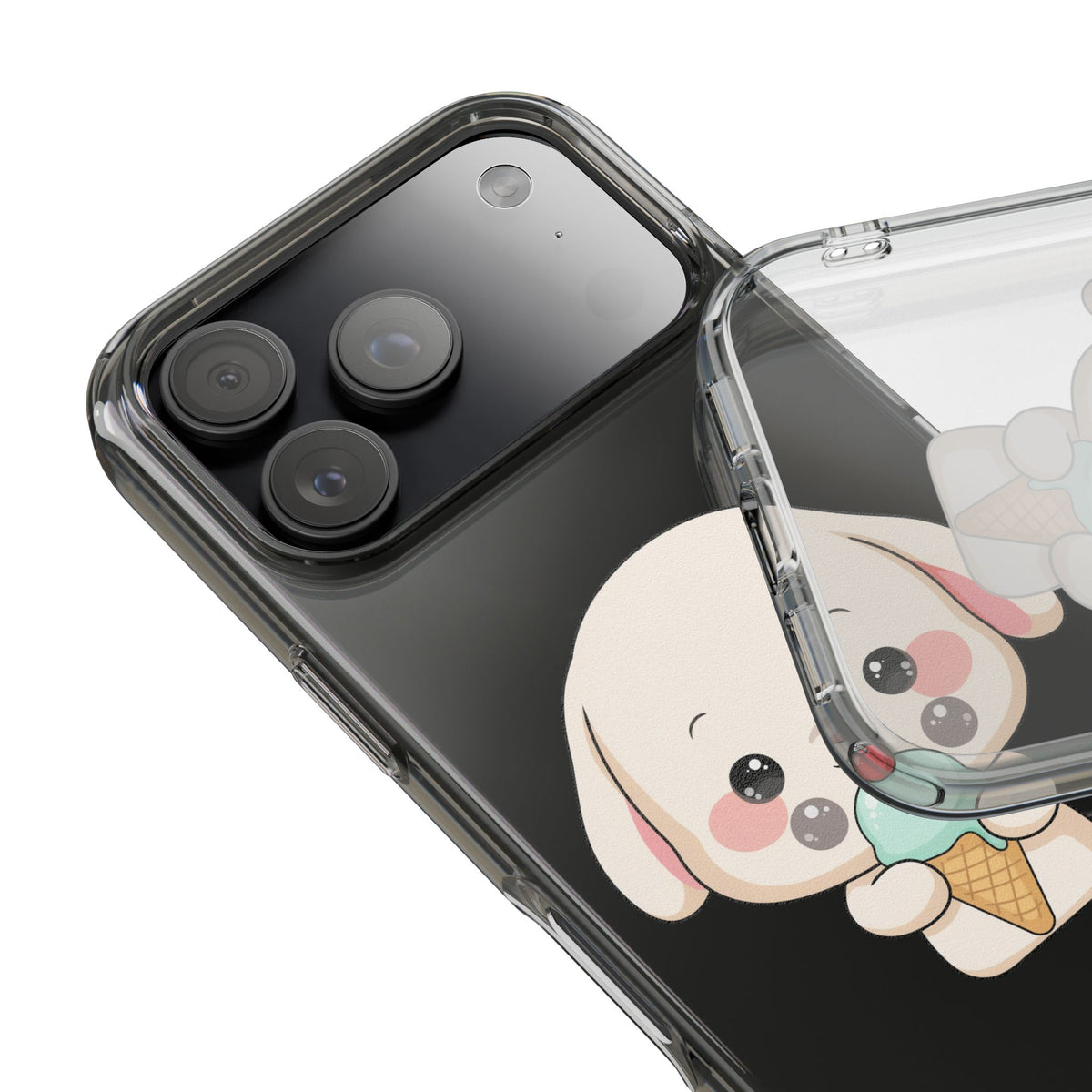 Kawaii Bunny Phone Case, Ice Cream Cutie Clear Case