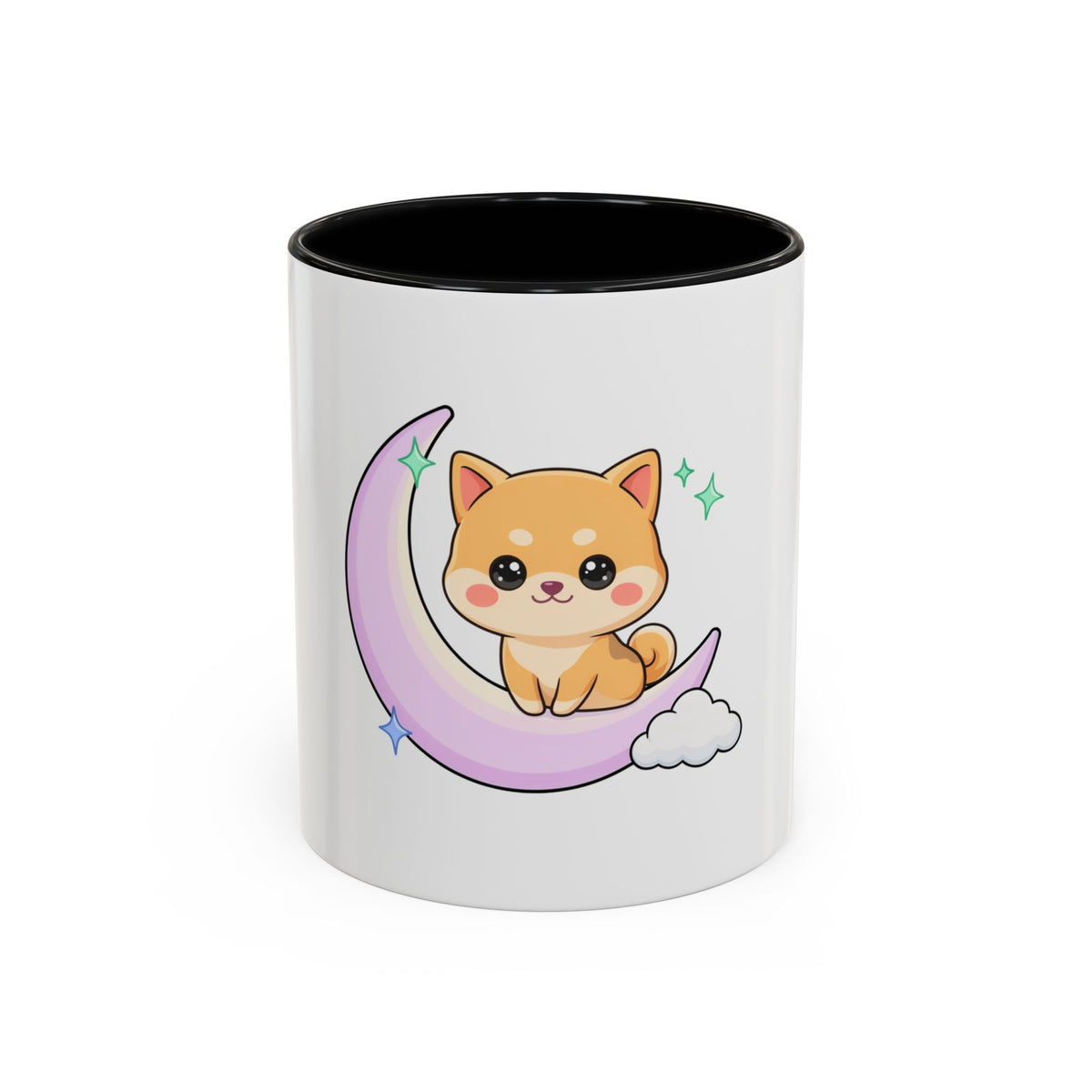 Kawaii Shiba Inu Accent Coffee Mug, Moon Puppy Gift