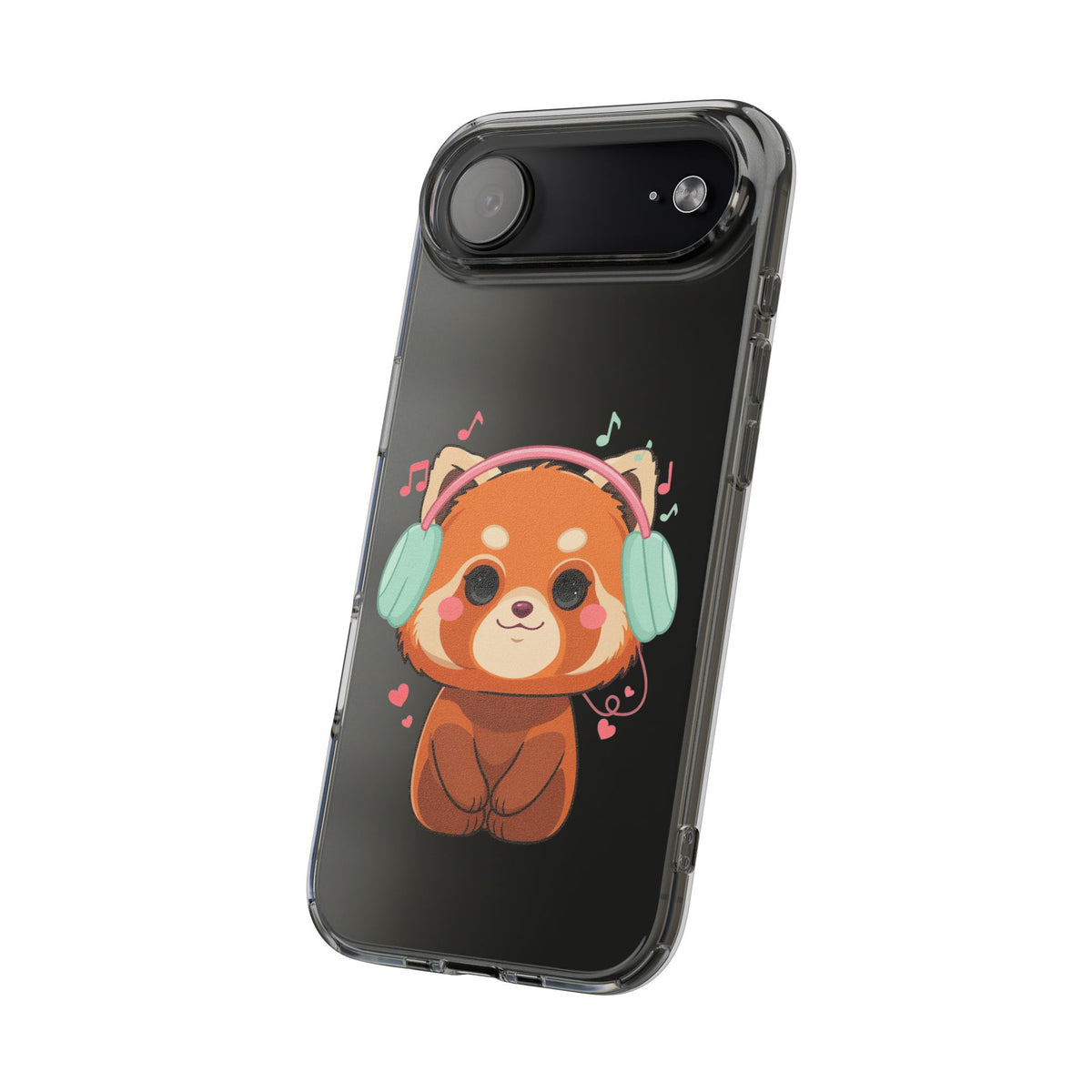 Red Panda Phone Case, Kawaii Music Lover Clear Case