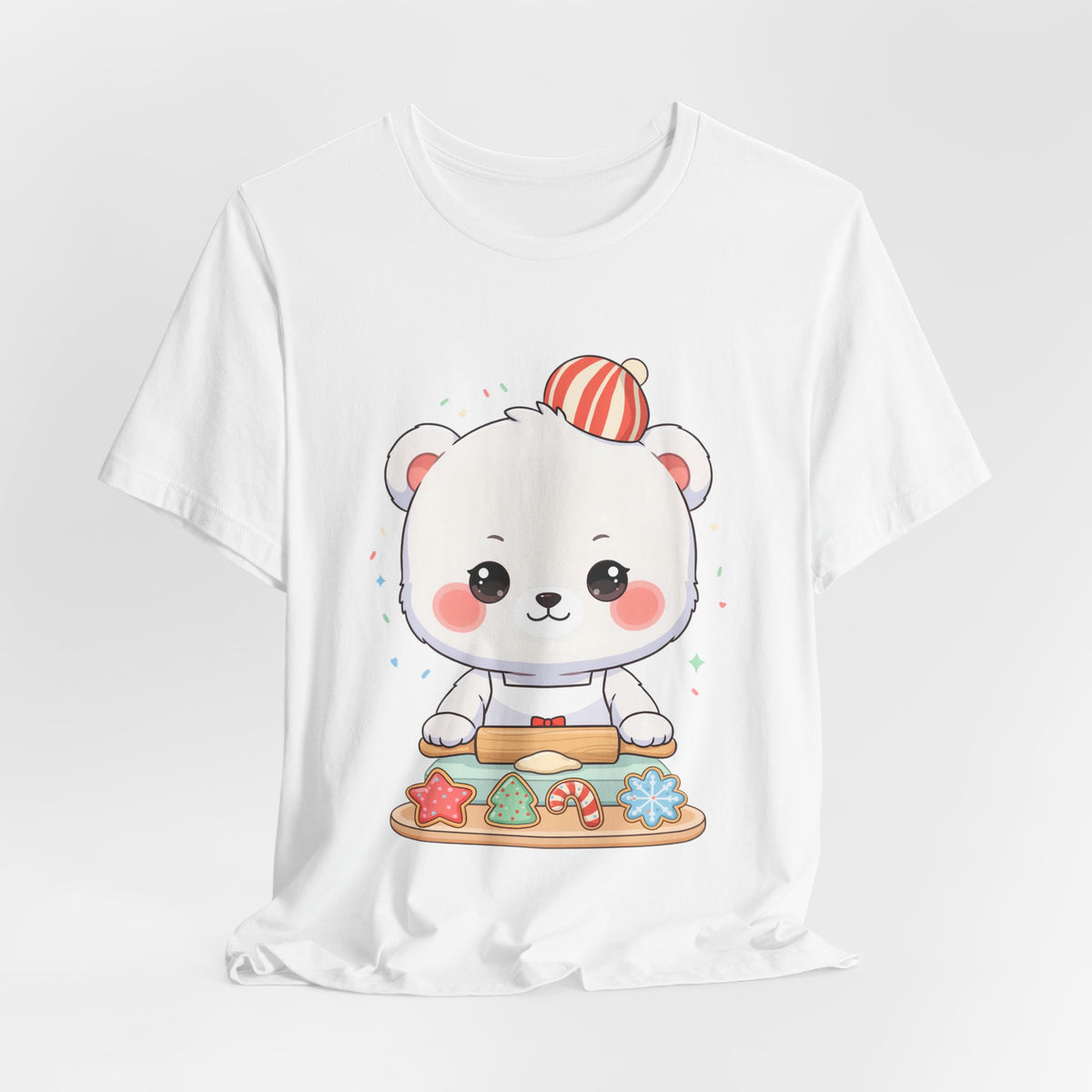 Christmas Cookie Baking Polar Bear Tee, Kawaii Holiday Shirt