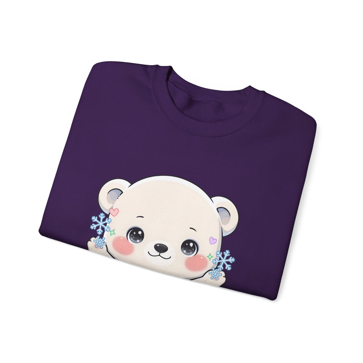 Kawaii Polar Bear Sweatshirt, Cute Snowflake Crewneck