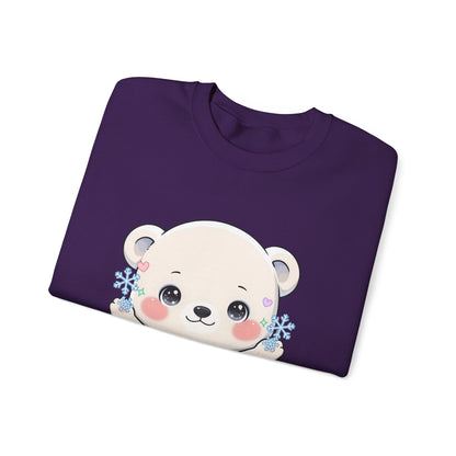 Kawaii Polar Bear Sweatshirt, Cute Snowflake Crewneck