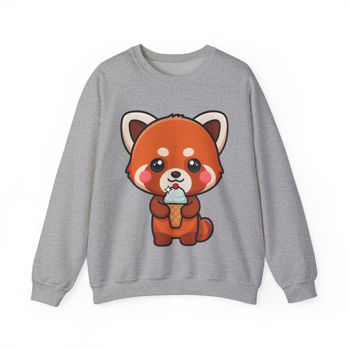 Kawaii Red Panda Sweatshirt, Cute Ice Cream Animal Crewneck