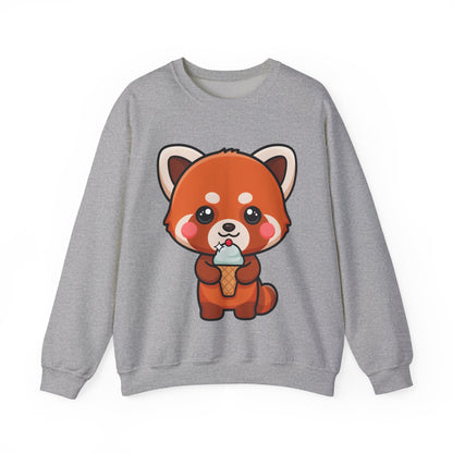 Kawaii Red Panda Sweatshirt, Cute Ice Cream Animal Crewneck