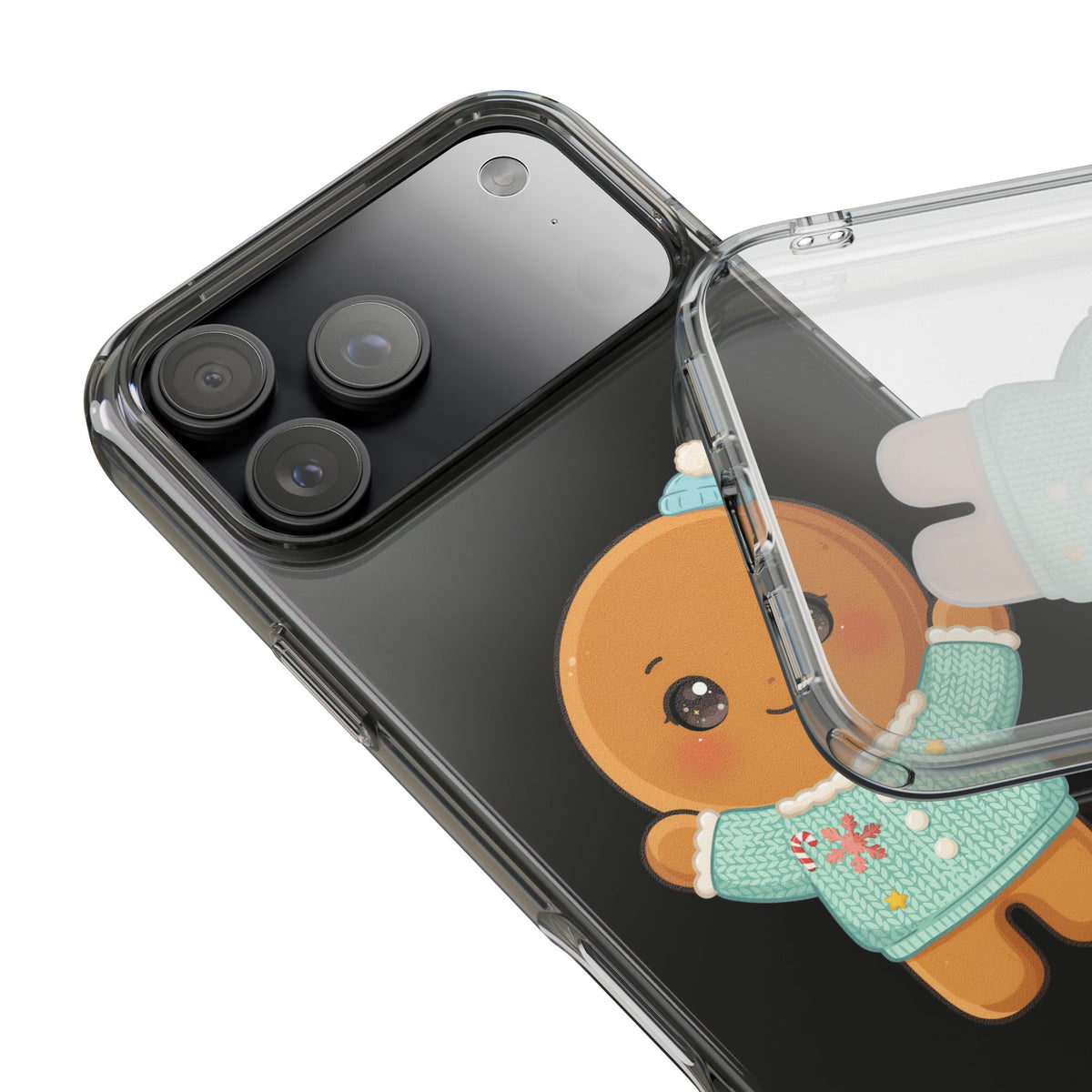 Kawaii Gingerbread Phone Case, Cute Christmas Sweater Cookie