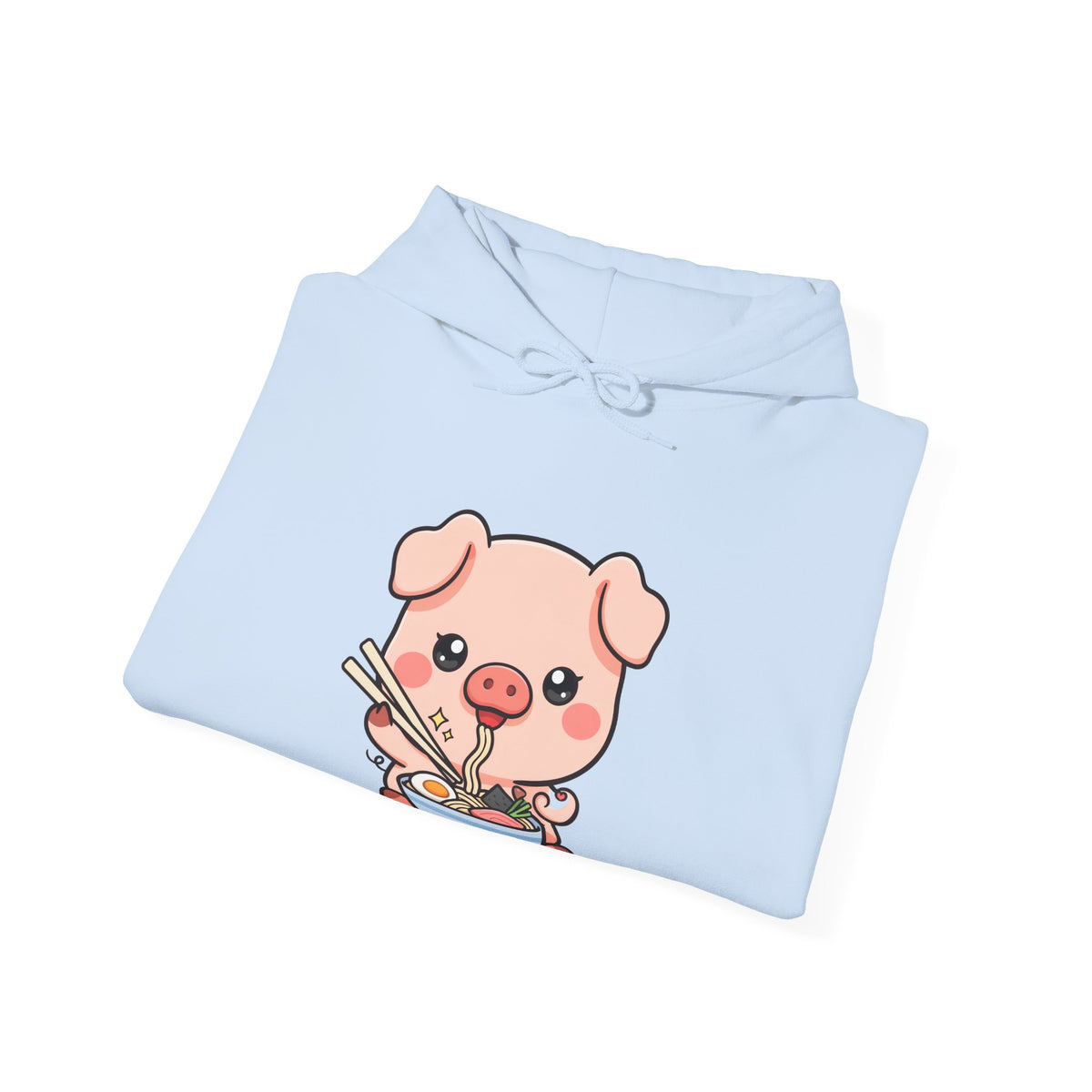 Kawaii Piglet Ramen Hoodie, Cute Noodle Lover Sweatshirt