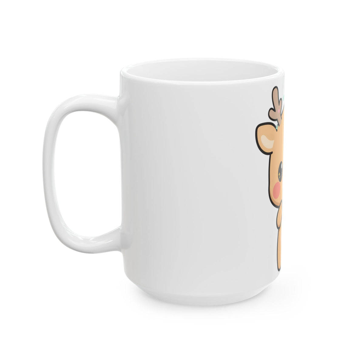 Kawaii Reindeer Mug for a Cheerful Holiday Desk
