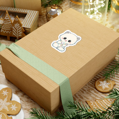 Kawaii Arctic Fox Sticker with Fairy Lights