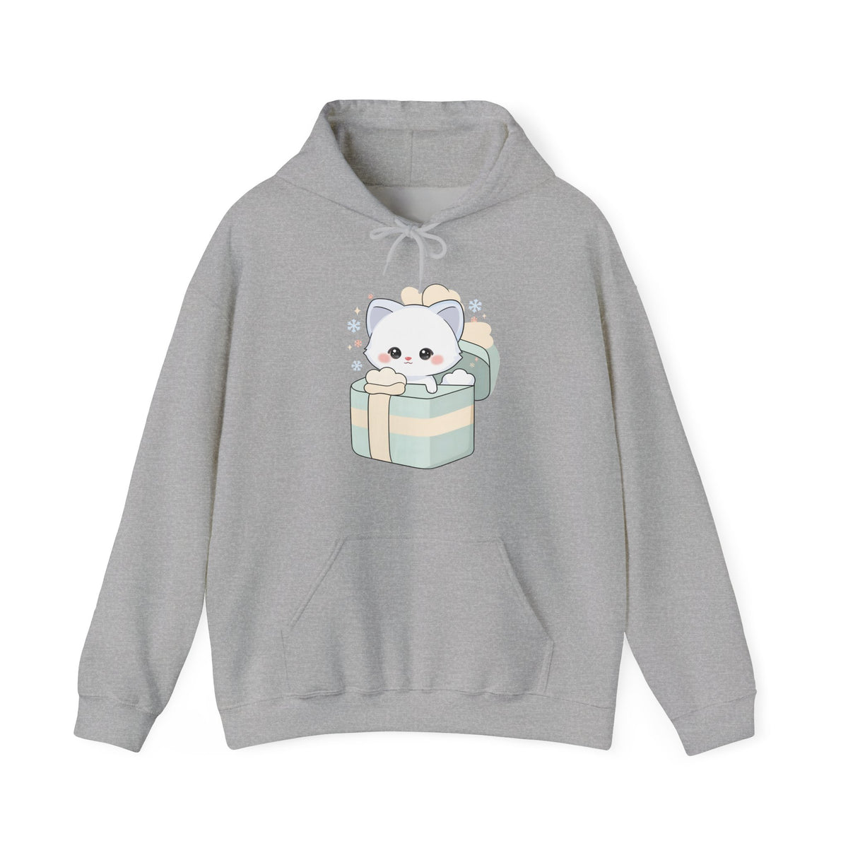 Kawaii Arctic Fox Hoodie, Cute Gift Box Sweatshirt