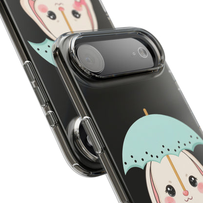Kawaii Bunny Phone Case with Umbrella | Cute Clear Case