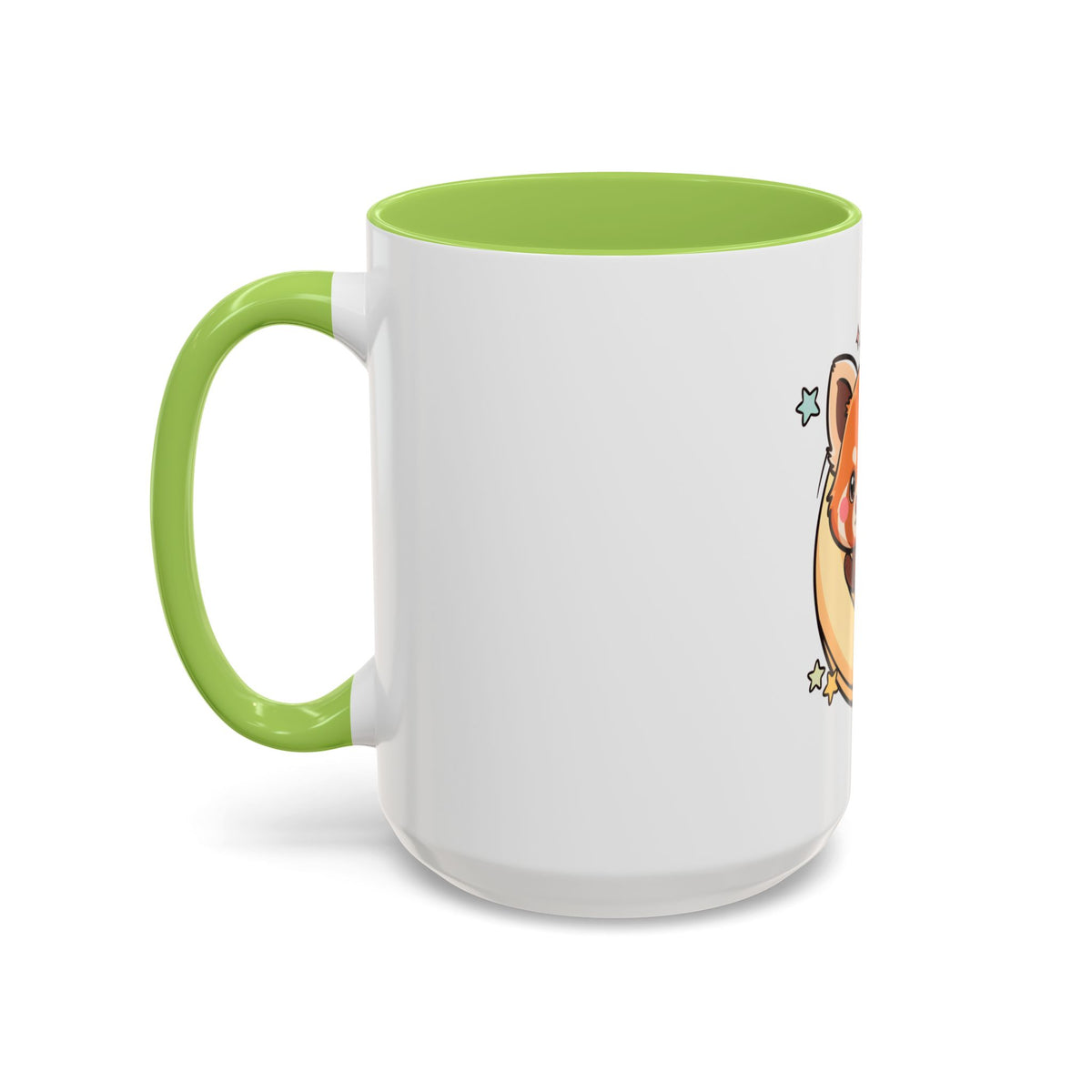 Red Panda Accent Coffee Mug, Kawaii Crescent Moon