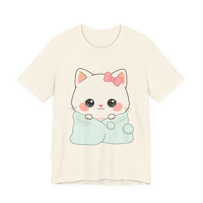 Kawaii Cat T-Shirt, Cozy Blanket Kitty for Cat Lovers