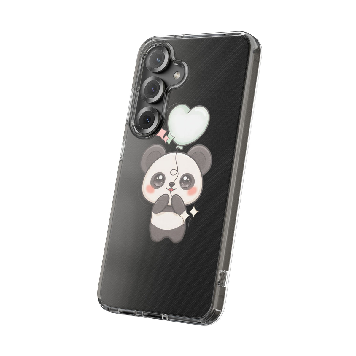 Kawaii Panda Clear Phone Case with Balloon