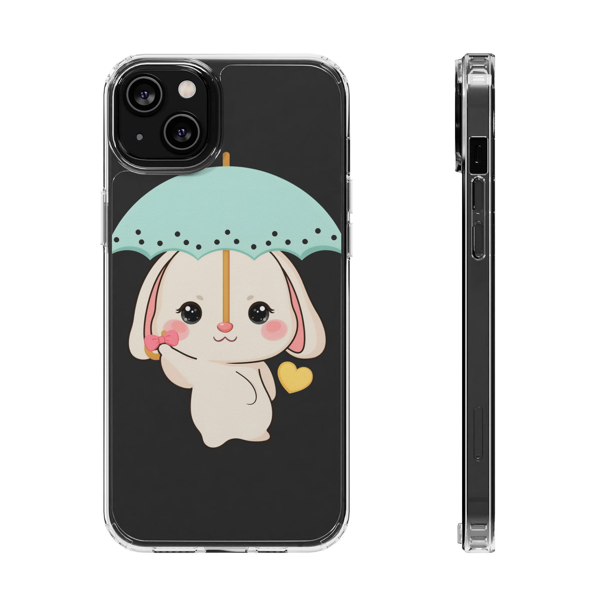 Kawaii Bunny Phone Case with Umbrella | Cute Clear Case