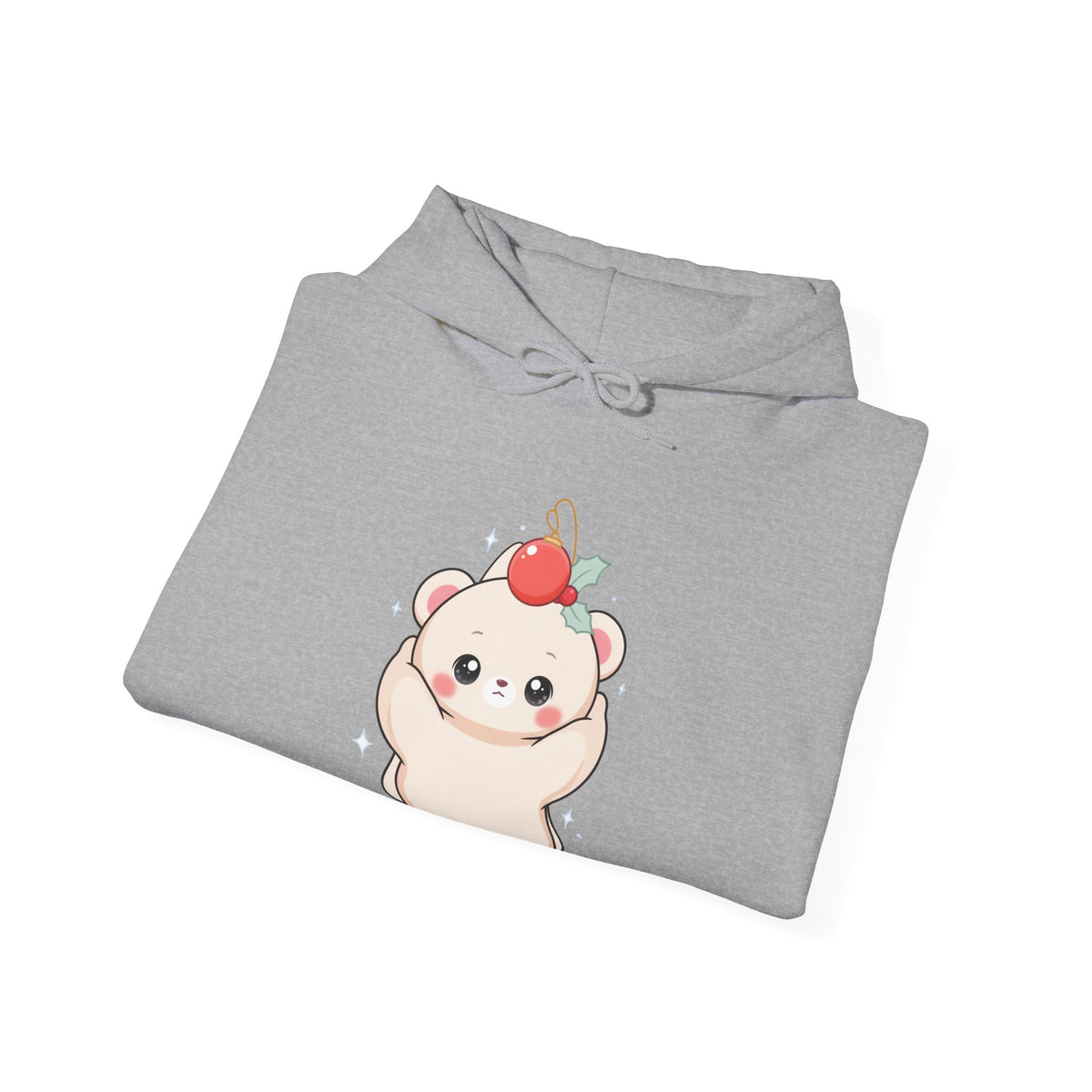 Christmas Polar Bear Hoodie, Cute Kawaii Holiday Sweatshirt