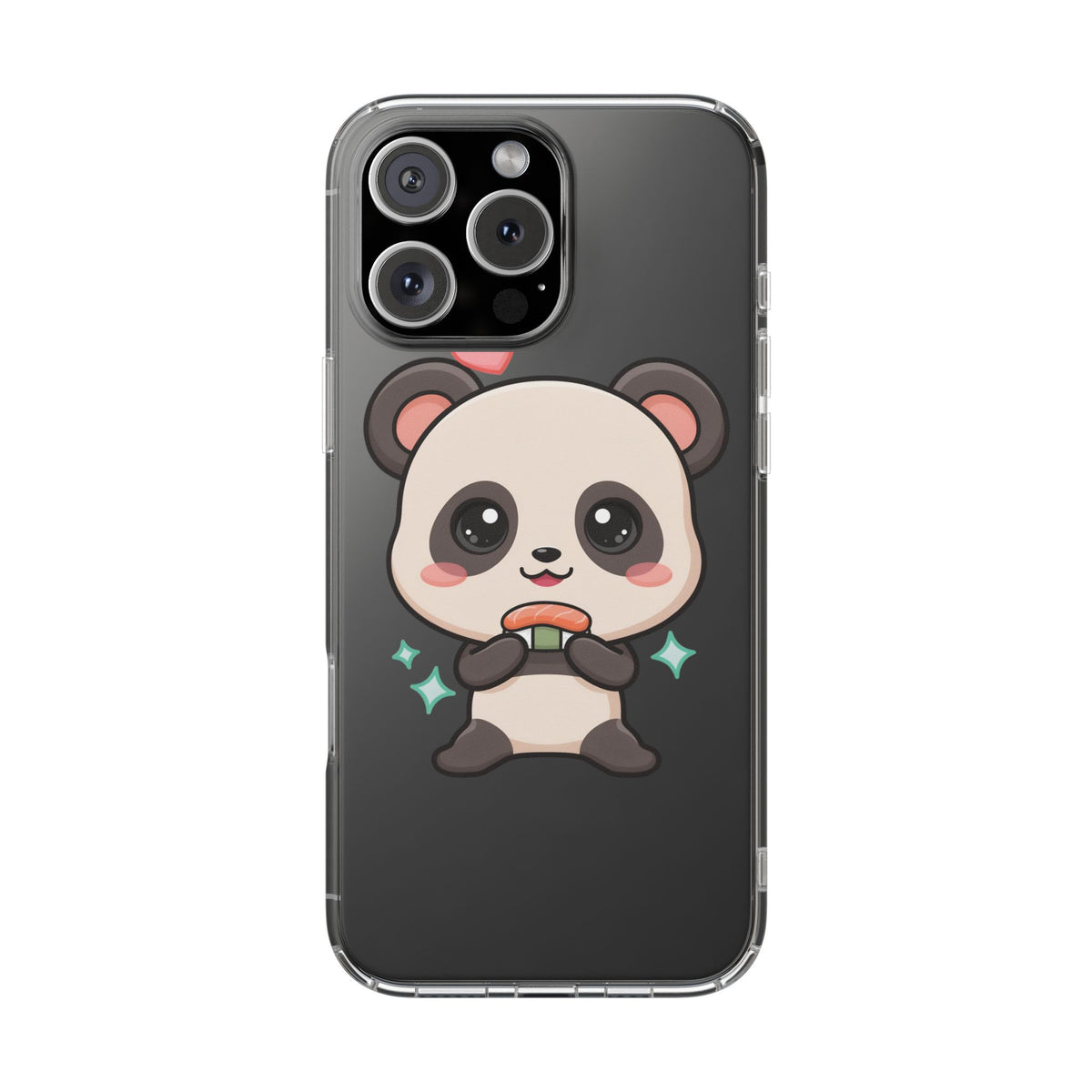 Kawaii Panda Sushi Phone Case, Clear Impact-Resistant Case