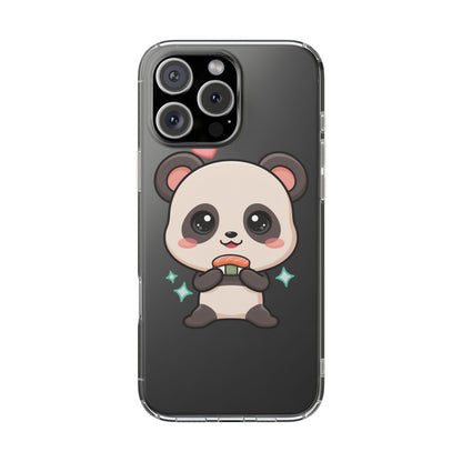 Kawaii Panda Sushi Phone Case, Clear Impact-Resistant Case