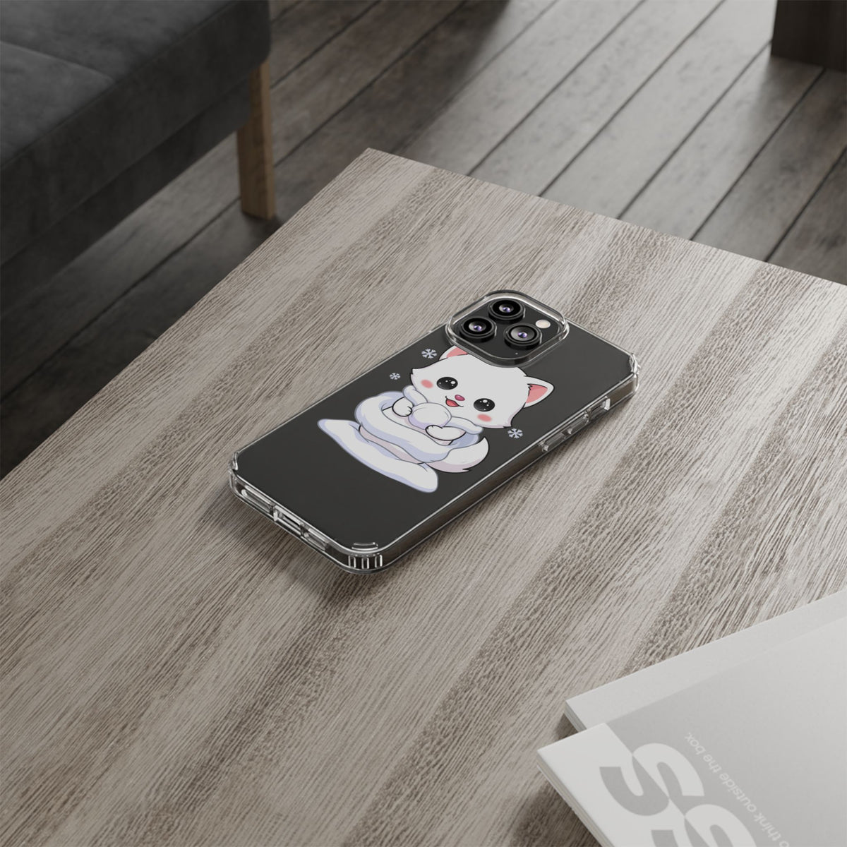 Kawaii Arctic Fox Phone Case, Cute Snow Day Gift