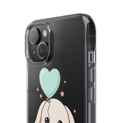 Kawaii Bunny Phone Case with Balloon, Clear Impact-Resistant