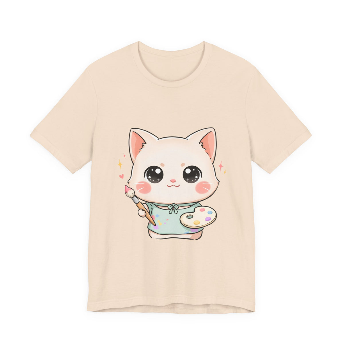 Kawaii Cat Artist T-Shirt for Creative Cat Lovers