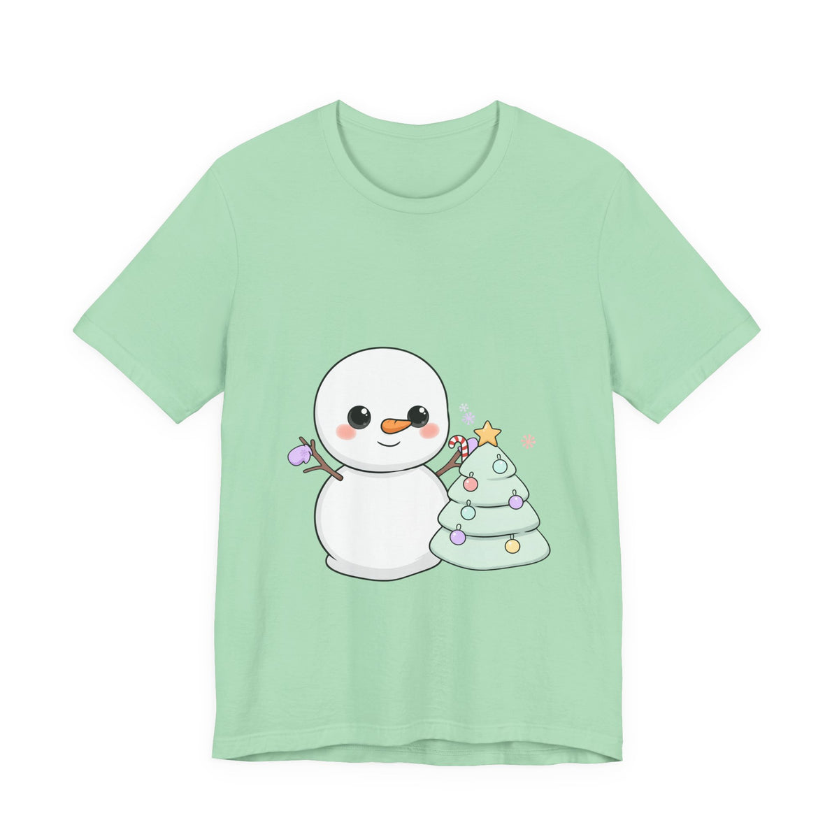 Kawaii Snowman Christmas T-Shirt for Festive Outfits