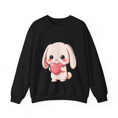 Kawaii Bunny Sweatshirt, Cute Heart Hug Crewneck