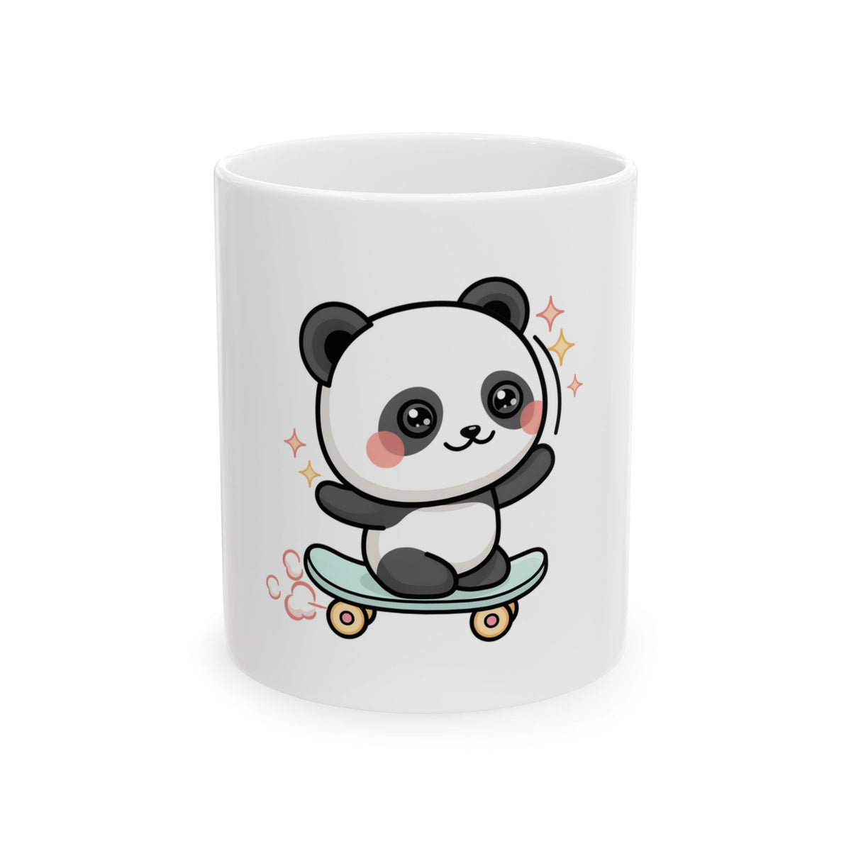 Skateboard Panda Mug, Cute Kawaii Ceramic Cup