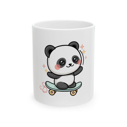 Skateboard Panda Mug, Cute Kawaii Ceramic Cup