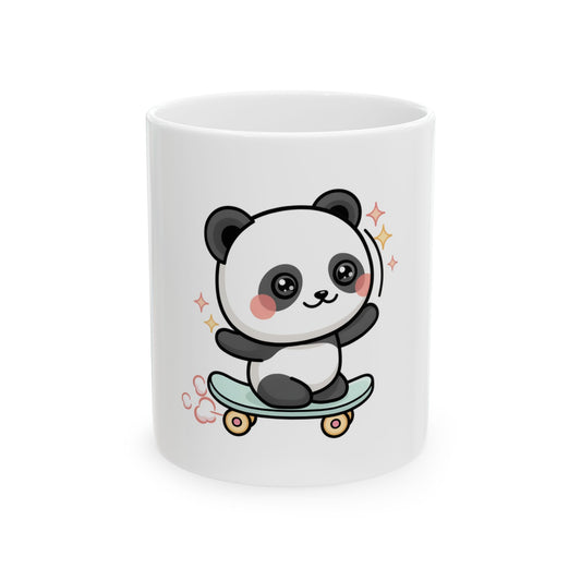Skateboard Panda Mug, Cute Kawaii Ceramic Cup