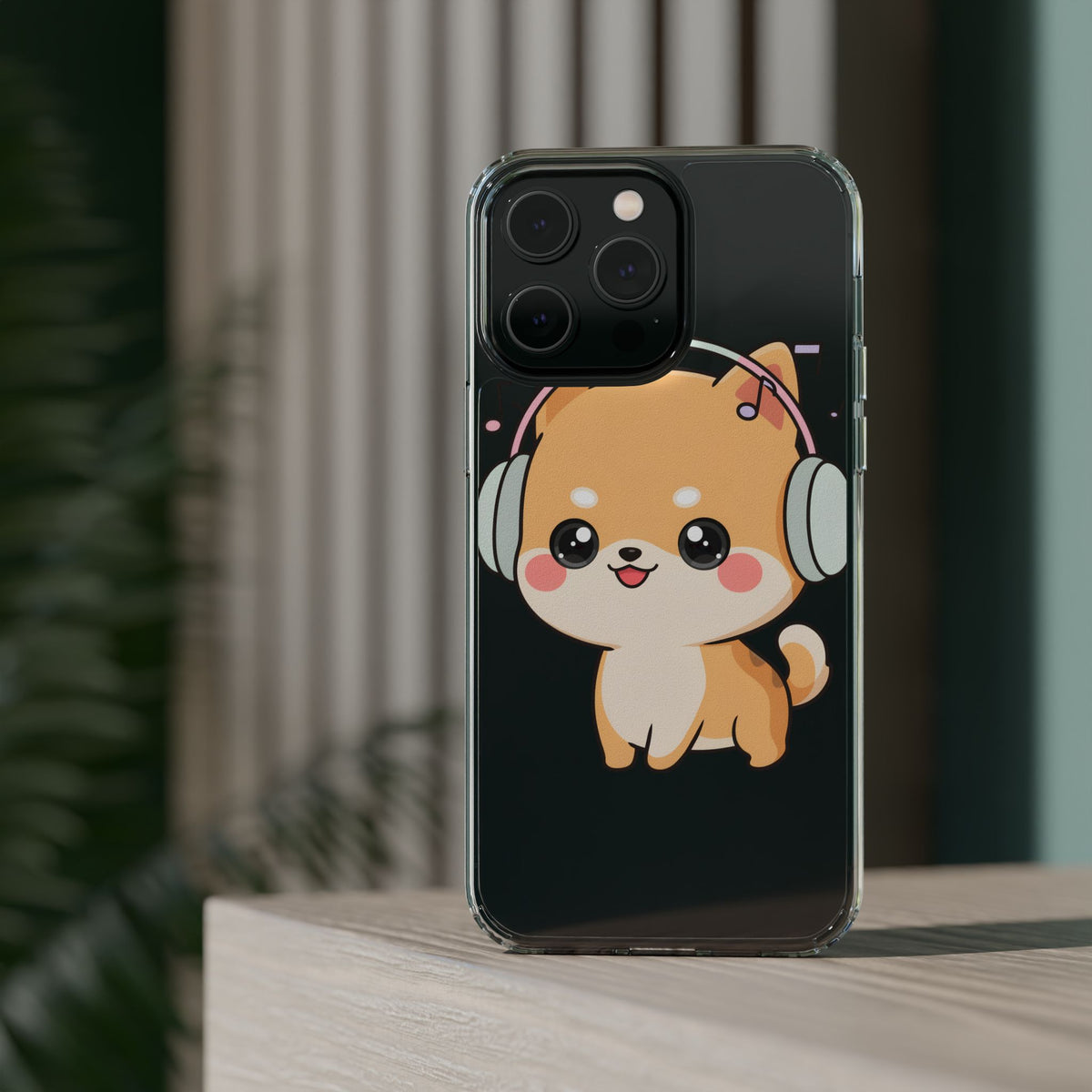 Kawaii Shiba Inu Phone Case – Music Lover Clear Case