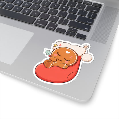 Sleeping Gingerbread Man Christmas Sticker