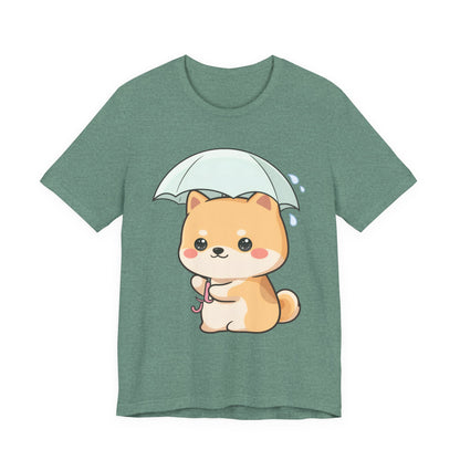 Kawaii Shiba Inu Umbrella T-Shirt for Rainy Day Fans