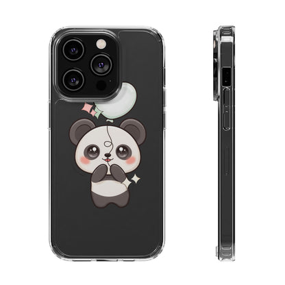 Kawaii Panda Clear Phone Case with Balloon