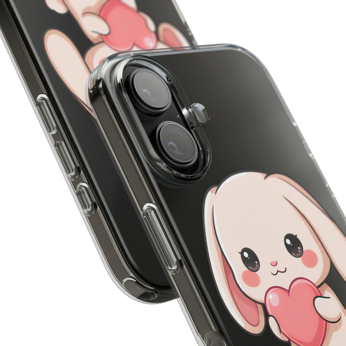 Kawaii Bunny Clear Phone Case with Heart