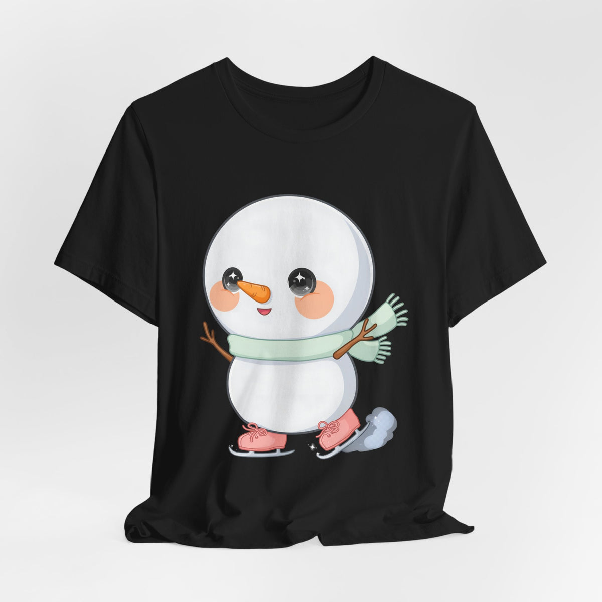 Cute Snowman T-Shirt, Kawaii Ice Skating Holiday Gift