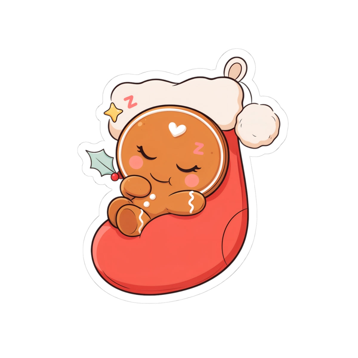 Sleeping Gingerbread Man Christmas Sticker