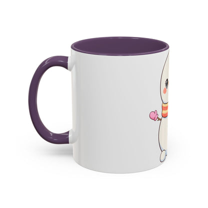 Kawaii Snowman Christmas Mug, Cute Holiday Accent Coffee Mug
