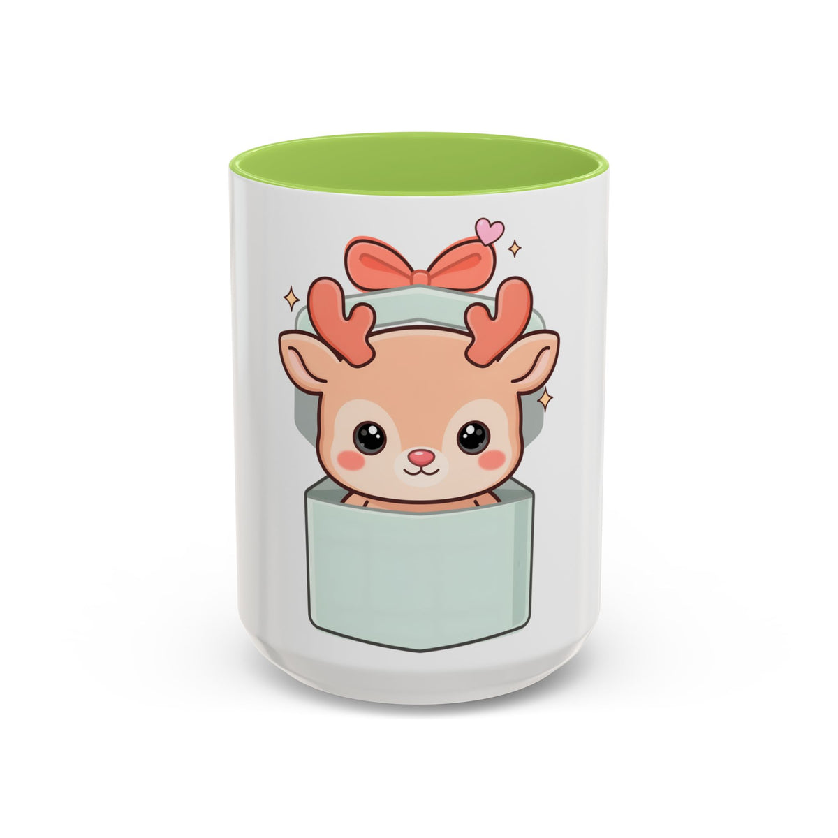Kawaii Reindeer Christmas Mug, 11oz or 15oz Accent Coffee Mug