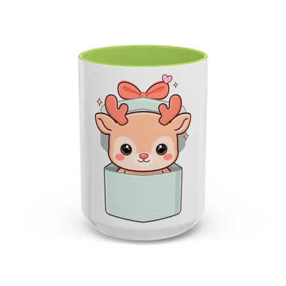 Kawaii Reindeer Christmas Mug, 11oz or 15oz Accent Coffee Mug